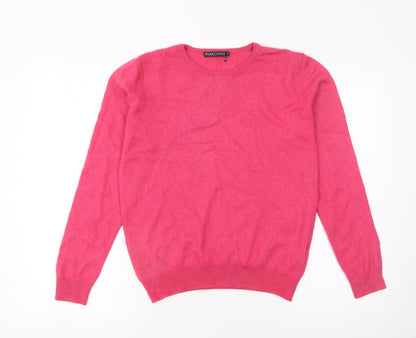 WoolOvers Women's Pink Merino Wool Cashmere Crew Neck Jumper M