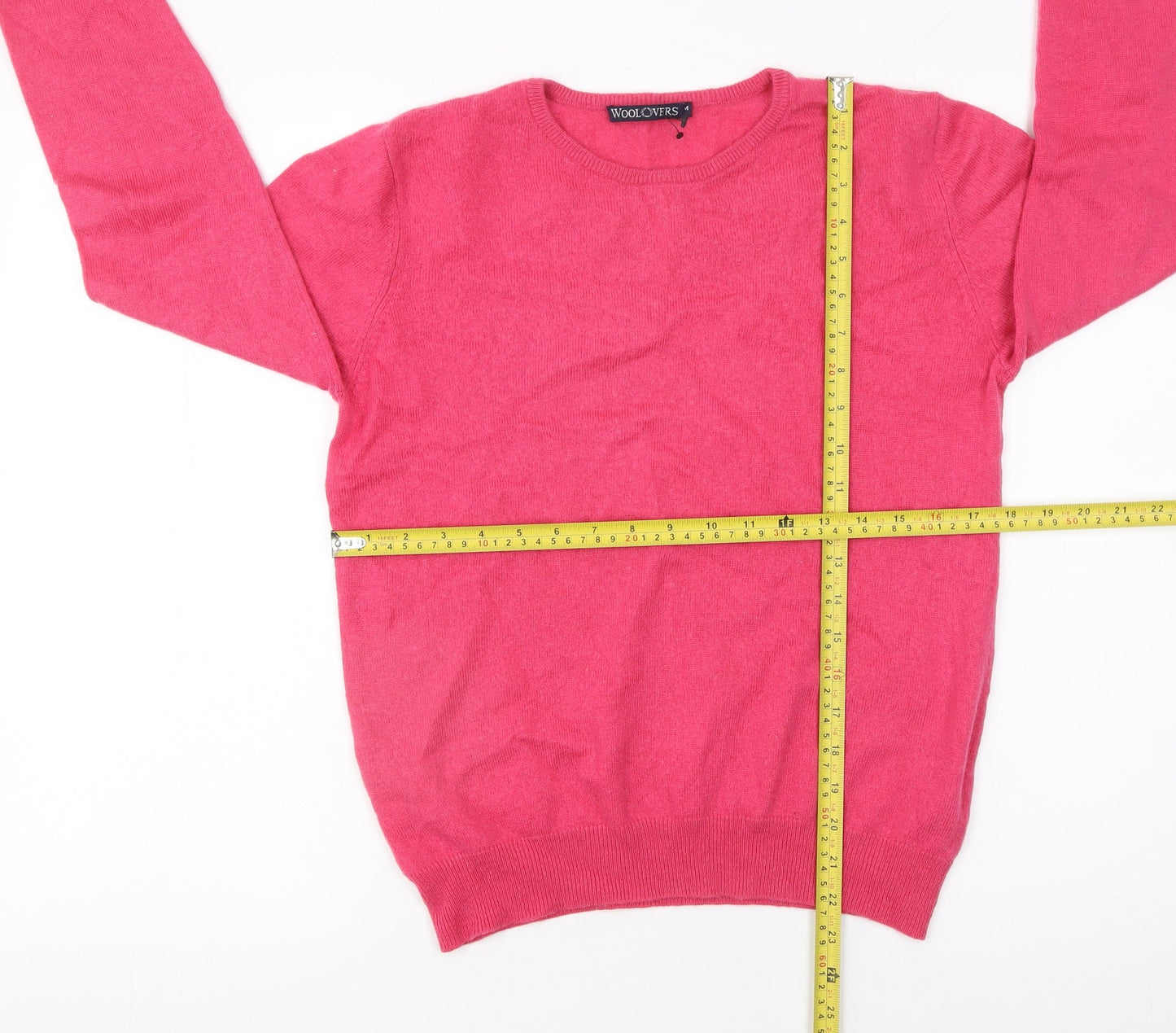 WoolOvers Women's Pink Merino Wool Cashmere Crew Neck Jumper M