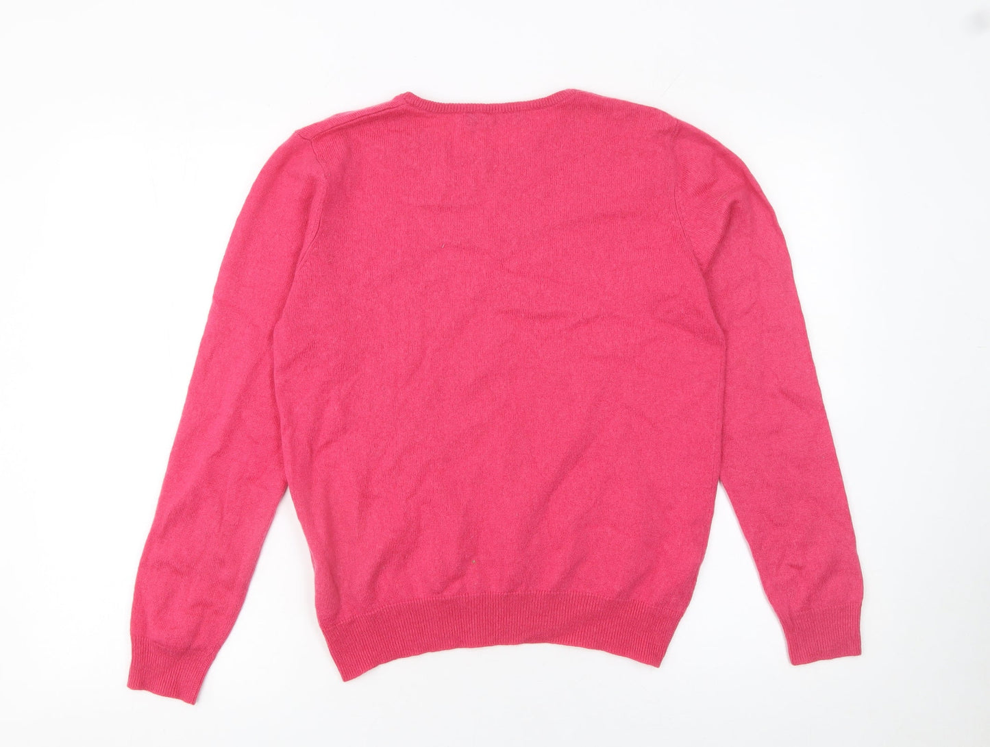 WoolOvers Women's Pink Merino Wool Cashmere Crew Neck Jumper M