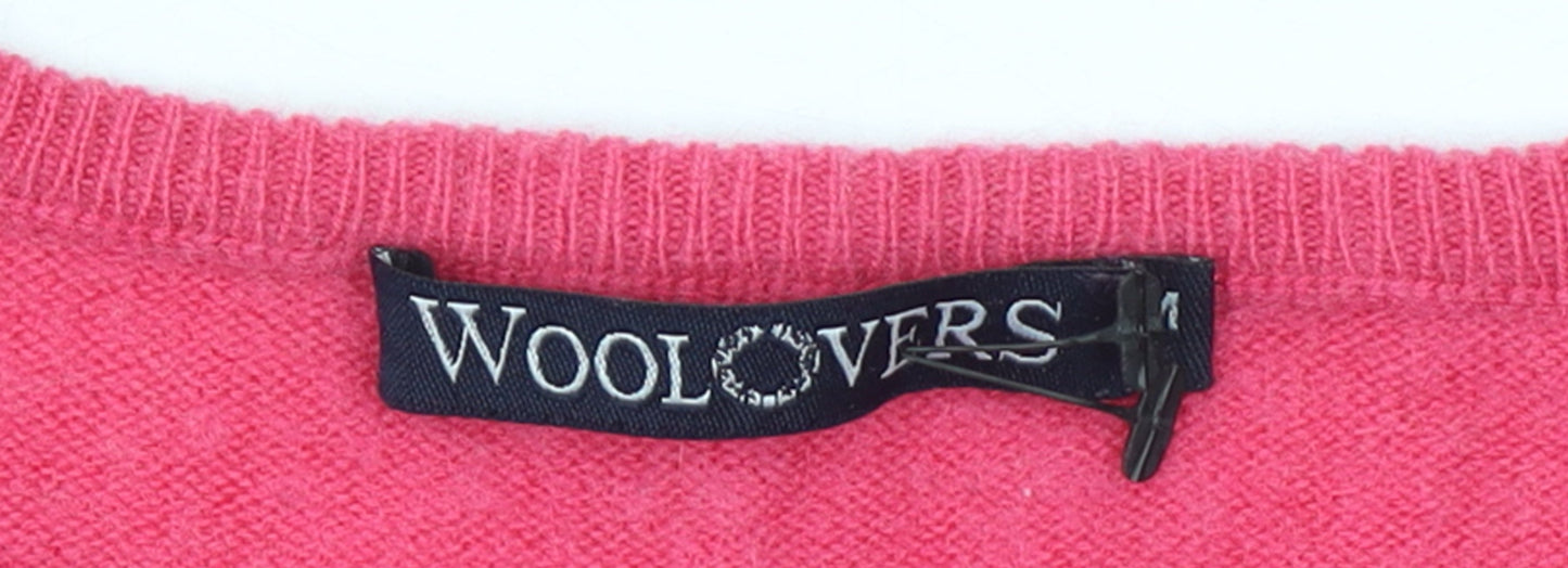 WoolOvers Women's Pink Merino Wool Cashmere Crew Neck Jumper M