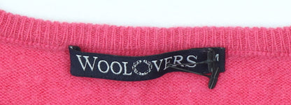 WoolOvers Women's Pink Merino Wool Cashmere Crew Neck Jumper M