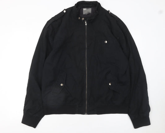 ASOS Men’s Black 2XL Cotton Bomber Jacket with Zip and Pockets