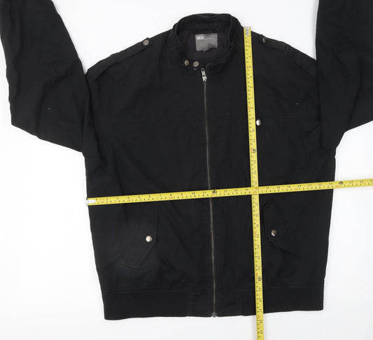 ASOS Men’s Black 2XL Cotton Bomber Jacket with Zip and Pockets