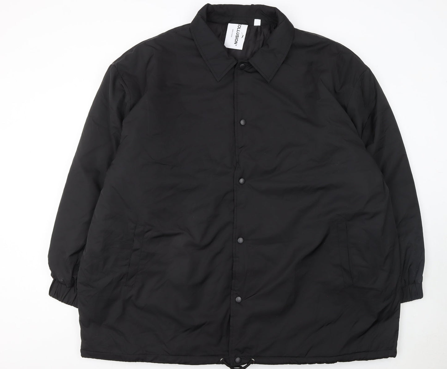 Collusion Men's Black 2XL Coach Jacket Polyester Lined Lightweight Outerwear
