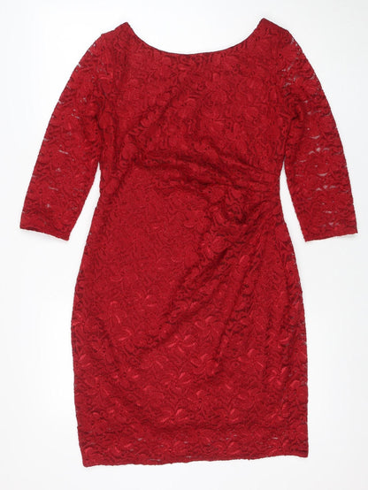 Dorothy Perkins Women’s Red Lace Bodycon Dress Size 14