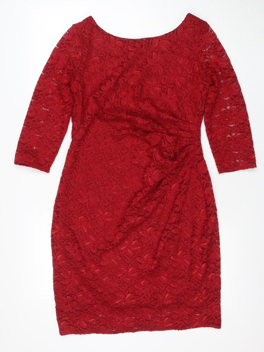 Dorothy Perkins Women’s Red Lace Bodycon Dress Size 14