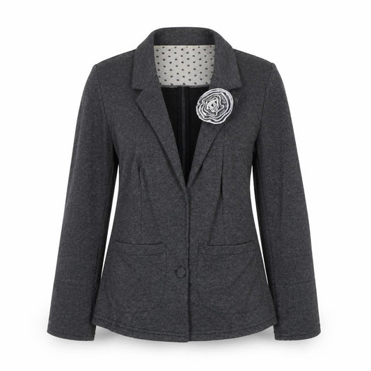 Front view of Denim Co Women's Grey Blazer UK 8 Regular Fit One-Button Jacket