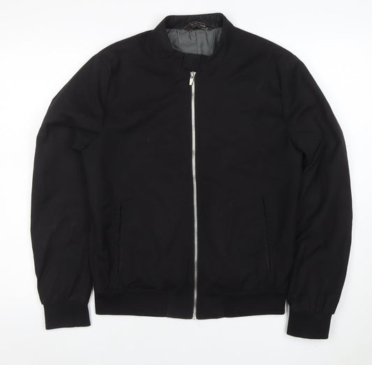 Mens UK Size M Zara Man Black Bomber Jacket