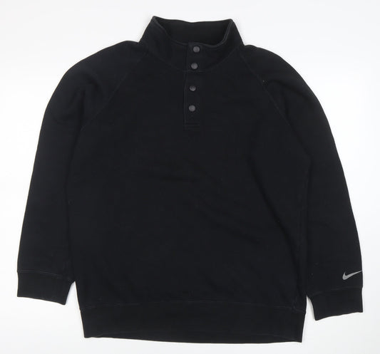 Mens UK Size M Nike Black Henley Sweatshirt