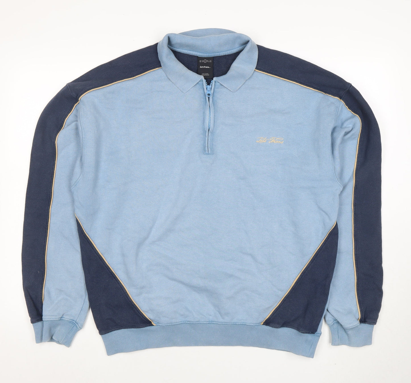 Mens UK Size S Ted Farris Blue 1/2 Zip Sweatshirt