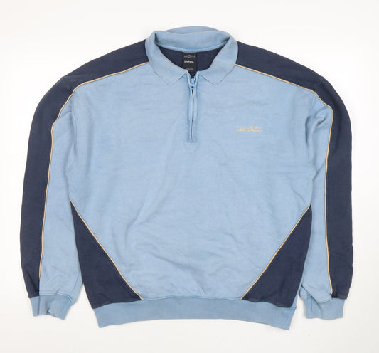 Mens UK Size S Ted Farris Blue 1/2 Zip Sweatshirt