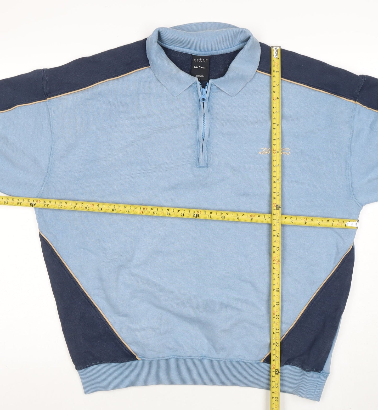 Mens UK Size S Ted Farris Blue 1/2 Zip Sweatshirt