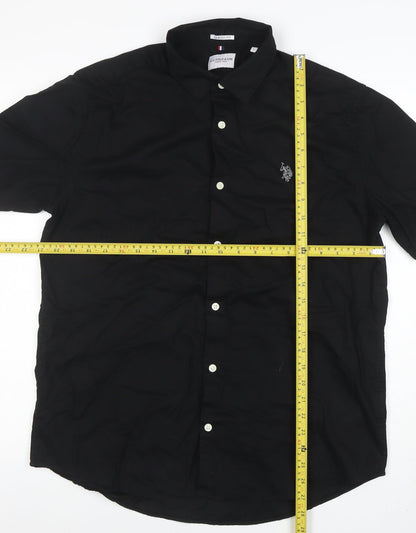 U.S. Polo Assn. Men's Black Classic Fit Short Sleeve Button-Up Shirt L