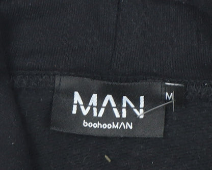 Mens UK Size M boohooMAN Black Pullover Hoodie