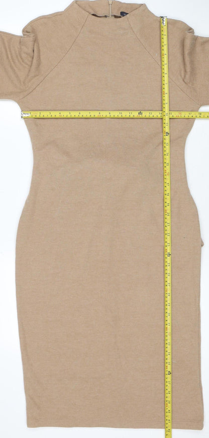 Marks and Spencer Women Beige Size 12 Midi Shift Dress