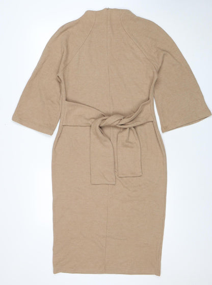 Marks and Spencer Women Beige Size 12 Midi Shift Dress