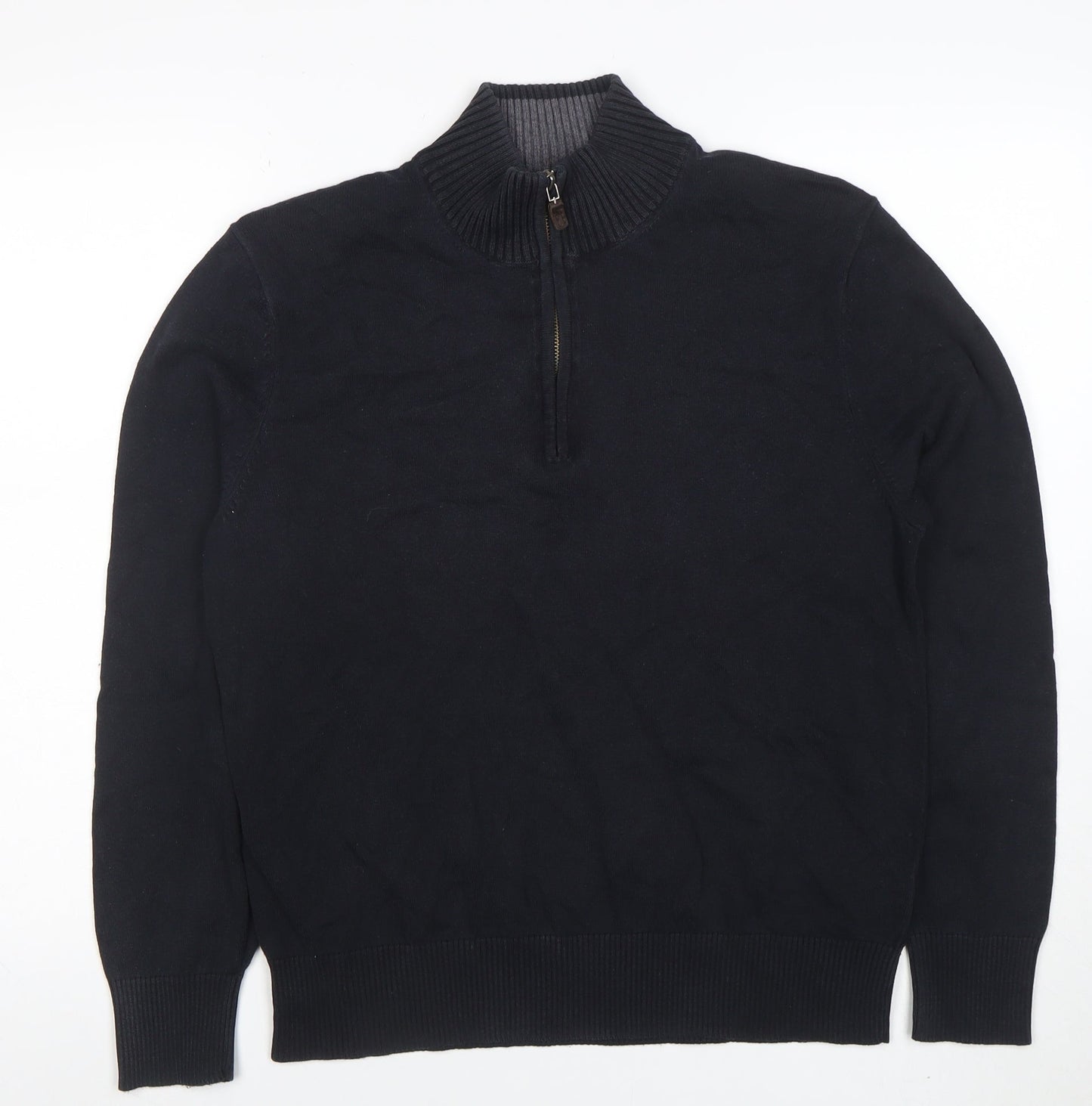 Mens UK Size S Eddie Bauer Black 1/4 Zip Jumper