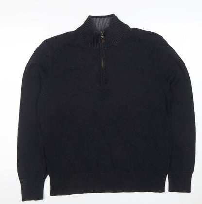 Mens UK Size S Eddie Bauer Black 1/4 Zip Jumper
