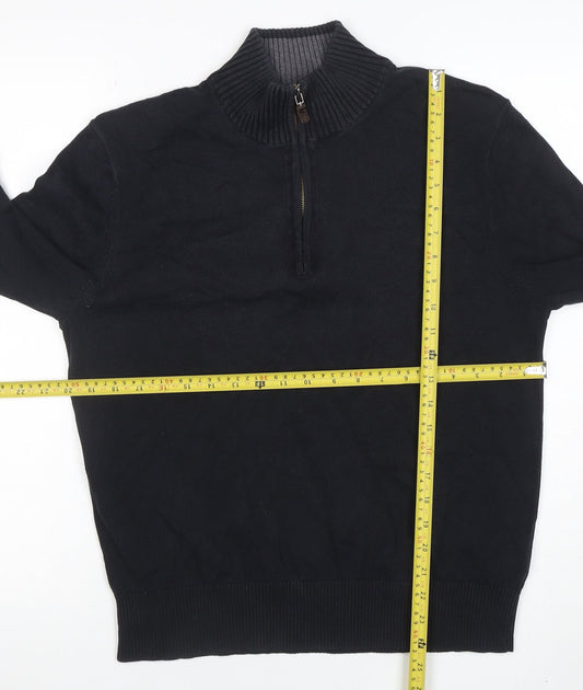 Mens UK Size S Eddie Bauer Black 1/4 Zip Jumper