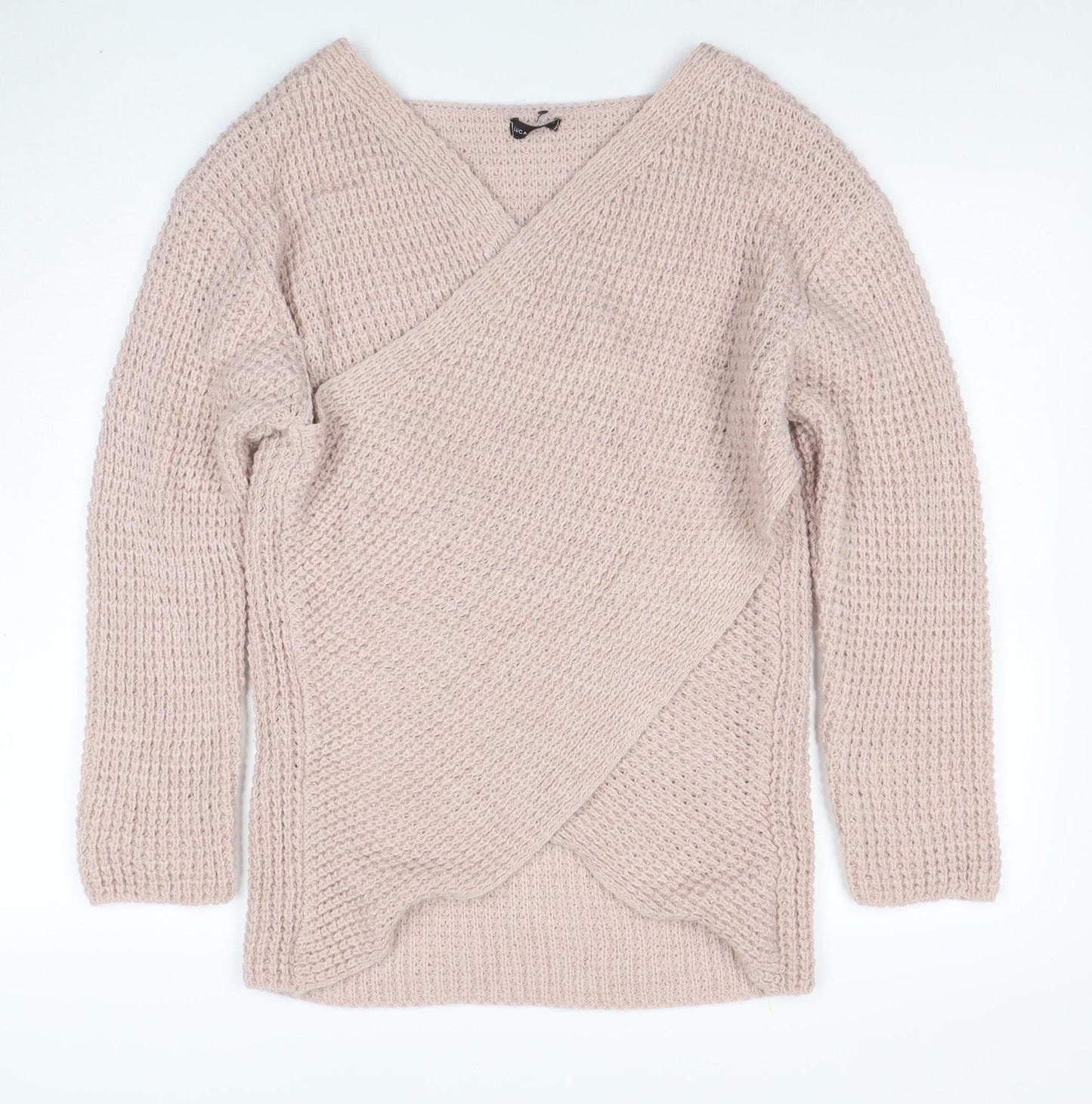 Womens UK Size XL LUCA VANNUCCI Beige Wrap Jumper