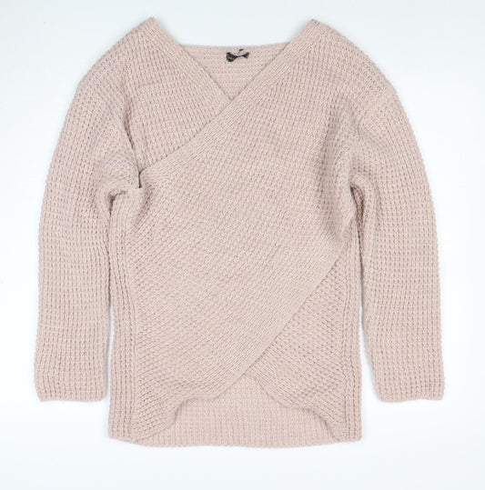 Womens UK Size XL LUCA VANNUCCI Beige Wrap Jumper