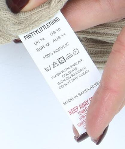 Womens UK Size 14 PRETTYLITTLETHING Beige Pullover Jumper