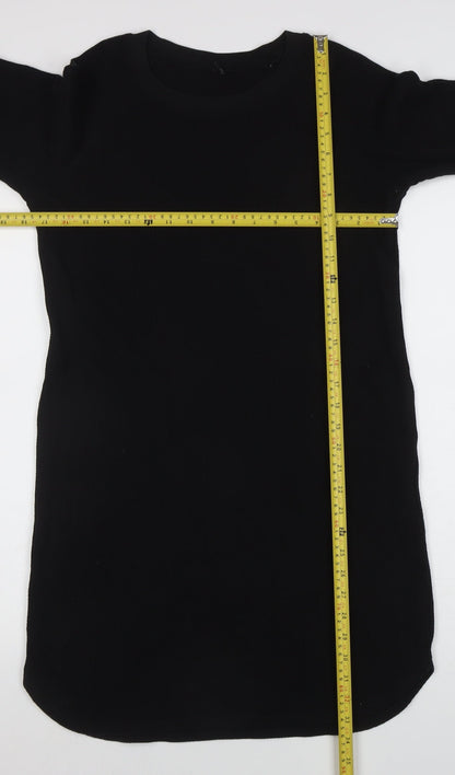 Uniqlo Women Black S T-Shirt Dress Knit Long Sleeve Casual Workwear