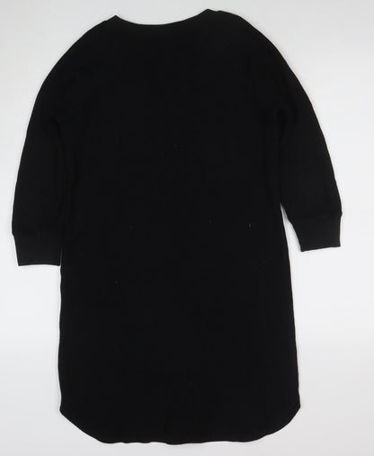 Uniqlo Women Black S T-Shirt Dress Knit Long Sleeve Casual Workwear