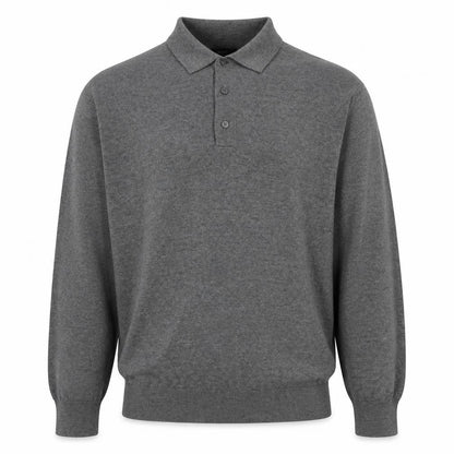 Marks and Spencer Mens Grey 2XL Cotton Rich Long Sleeve Polo
