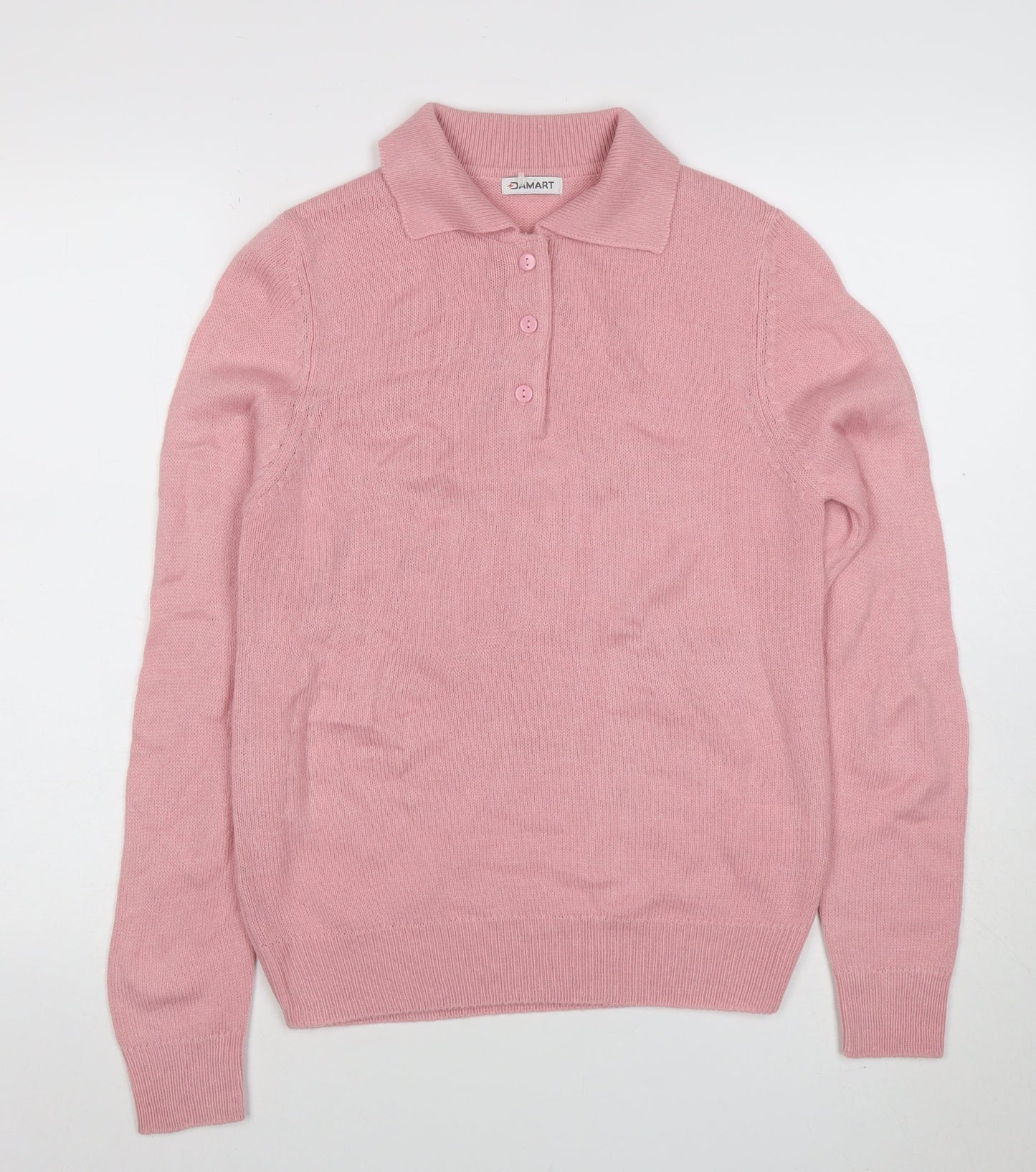 Womens UK Size S Damart Pink Henley Jumper