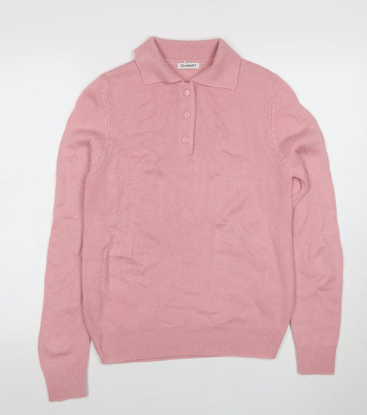 Womens UK Size S Damart Pink Henley Jumper