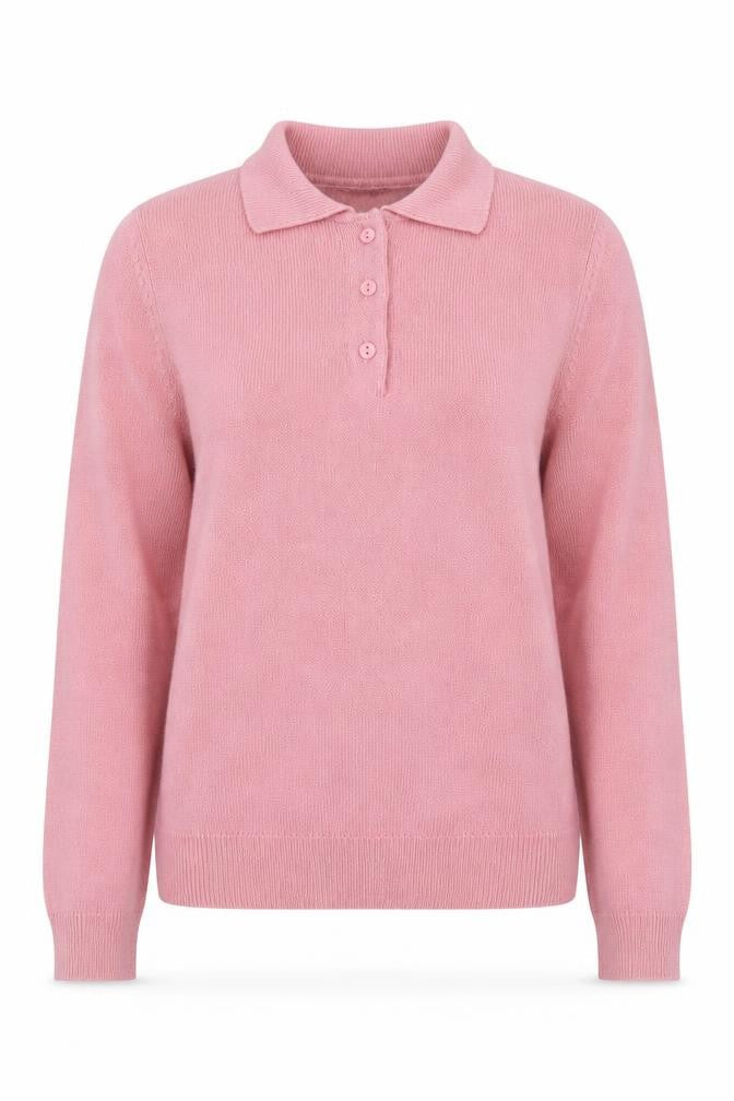 Womens UK Size S Damart Pink Henley Jumper