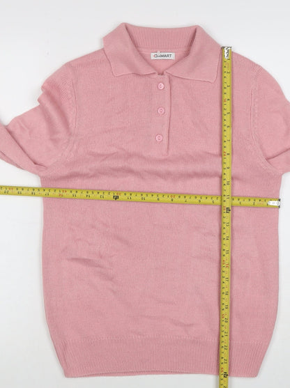 Womens UK Size S Damart Pink Henley Jumper