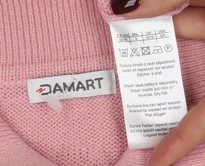 Womens UK Size S Damart Pink Henley Jumper