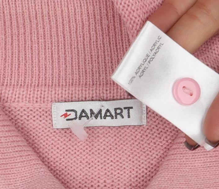 Womens UK Size S Damart Pink Henley Jumper