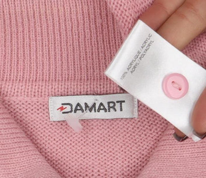 Womens UK Size S Damart Pink Henley Jumper