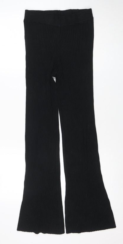 QED London Womens Black Ribbed Slim Fit Knit Leggings S/M
