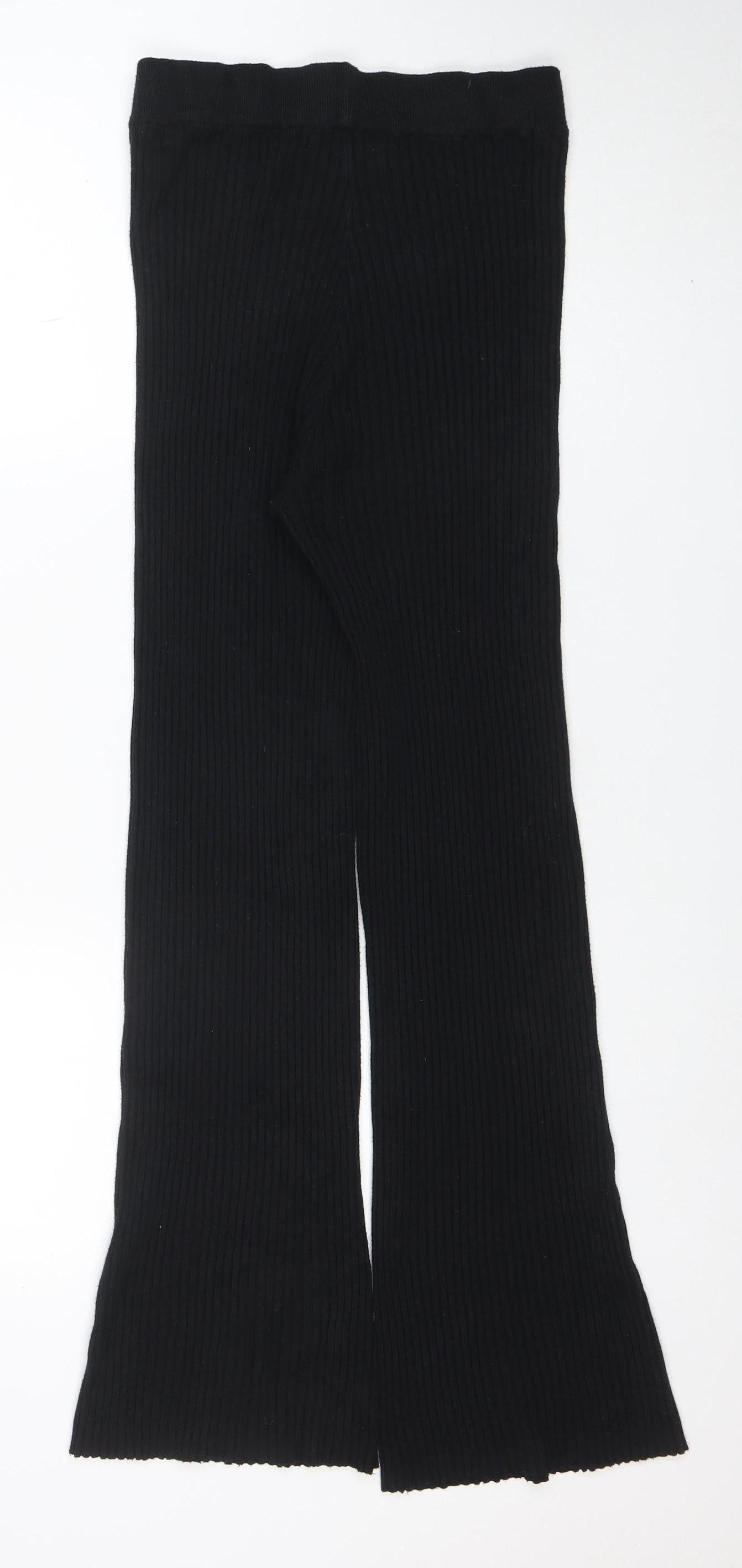 QED London Womens Black Ribbed Slim Fit Knit Leggings S/M