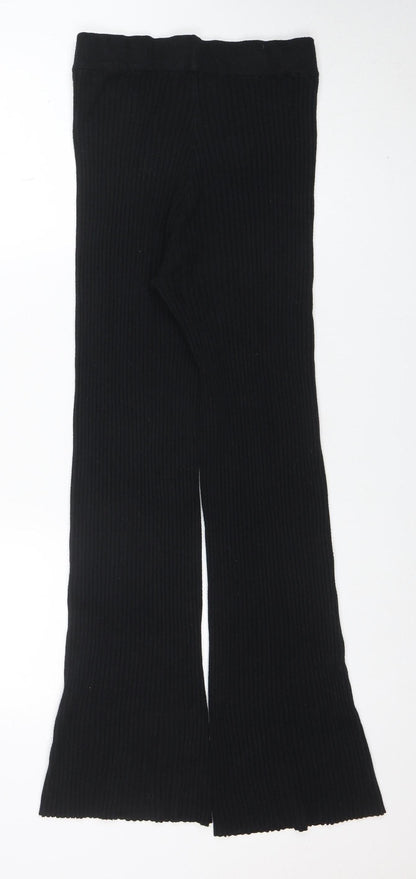QED London Womens Black Ribbed Slim Fit Knit Leggings S/M
