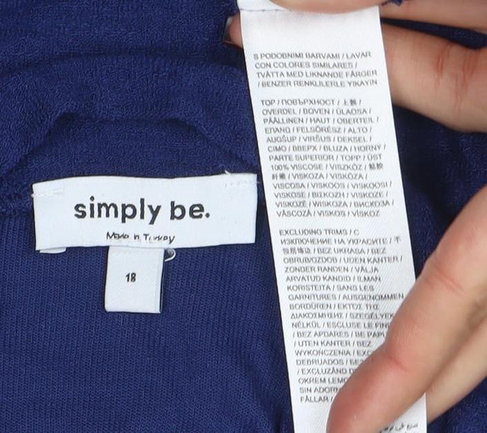 Womens UK Size 18 Simply Be Blue Basic T-Shirt