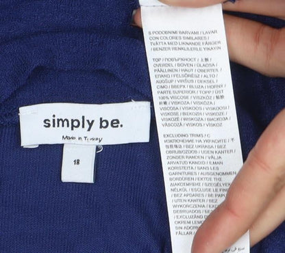 Womens UK Size 18 Simply Be Blue Basic T-Shirt