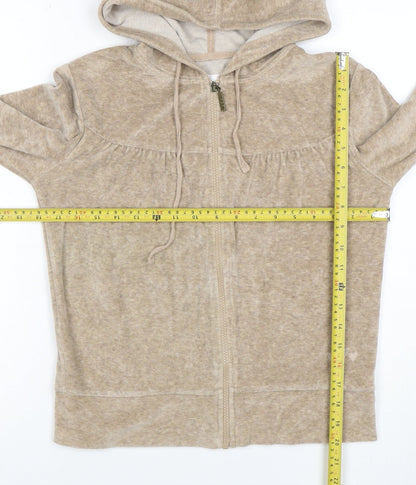 Womens UK Size M Fun Jeans Beige Full Zip Hoodie