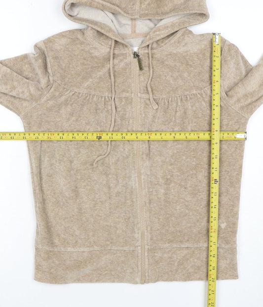 Womens UK Size M Fun Jeans Beige Full Zip Hoodie