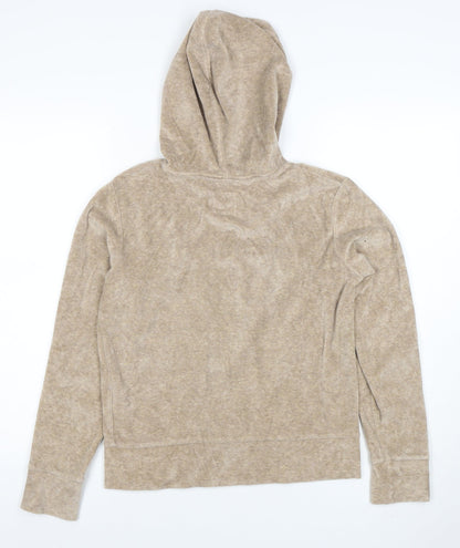 Womens UK Size M Fun Jeans Beige Full Zip Hoodie