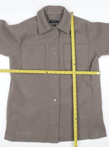 New Look Womens Brown Regular Fit Mid-Length Shacket Jacket Size 8