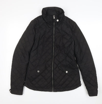 Next Women's Black Quilted Mid-Length Jacket Size 8 Shower Resistant