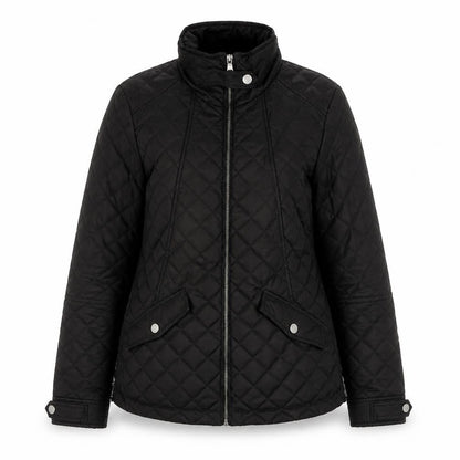 Next Women's Black Quilted Mid-Length Jacket Size 8 Shower Resistant