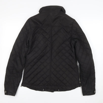 Next Women's Black Quilted Mid-Length Jacket Size 8 Shower Resistant