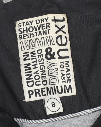 Next Women's Black Quilted Mid-Length Jacket Size 8 Shower Resistant