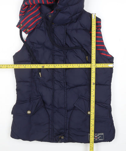 Joules Womens Navy Hooded Puffer Waistcoat Gilet XS UK 8